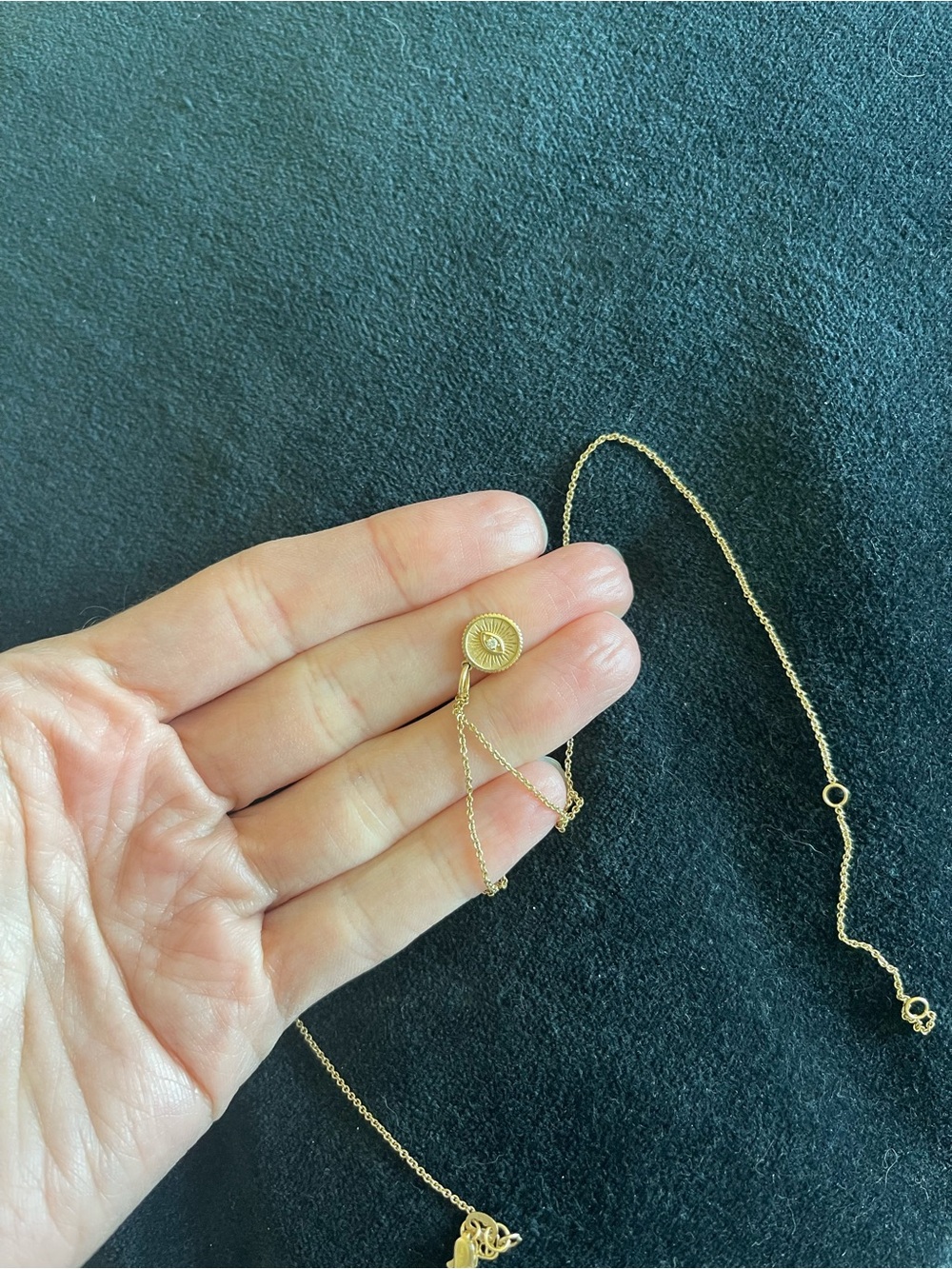 Sydney Evan 14k Gold evil Eye Charm Necklace
